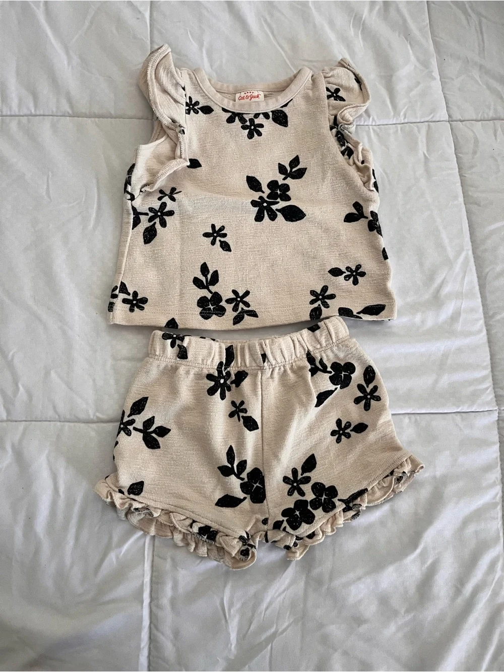 Cat & Jack Baby Floral Two-Piece Set - Cream & Black